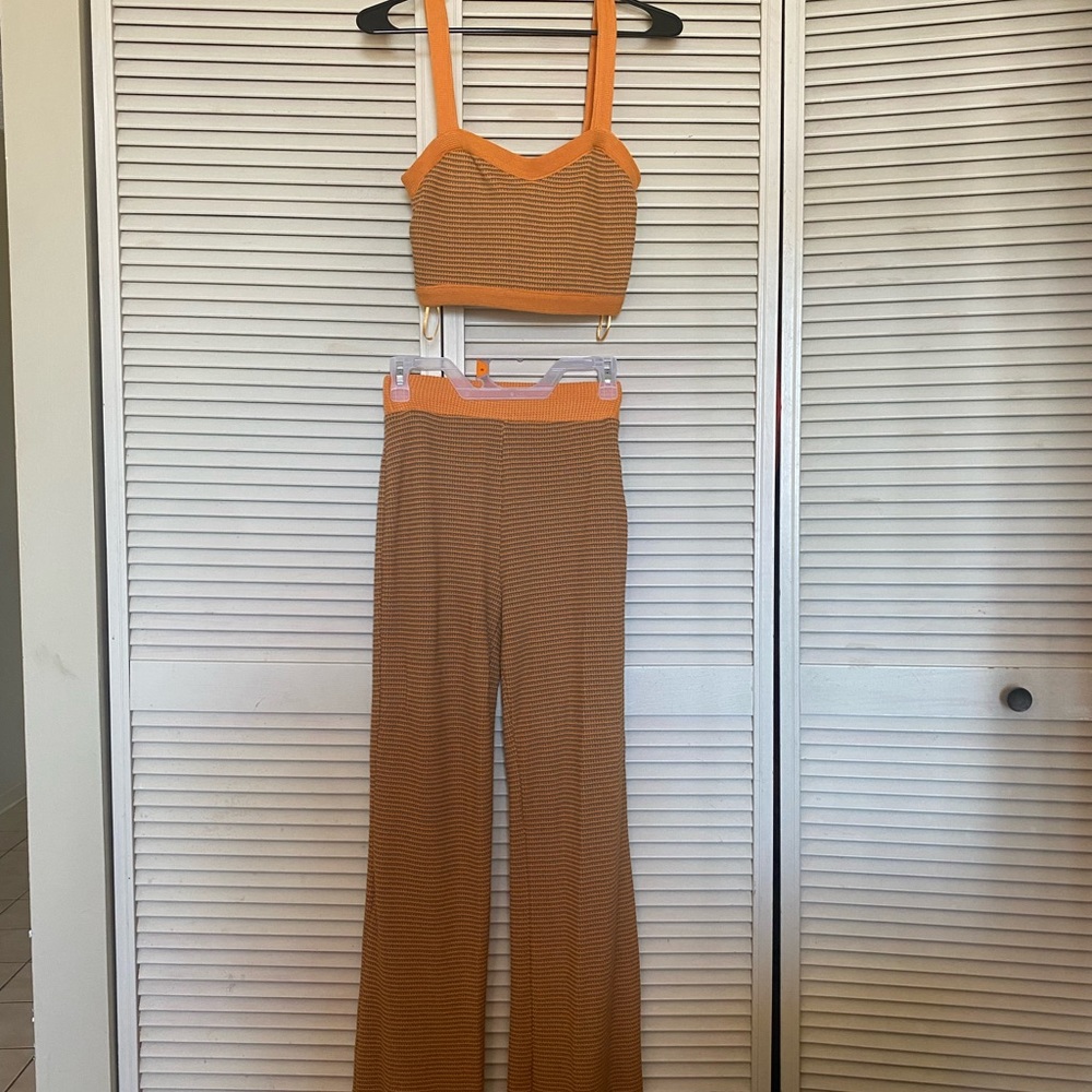 Zara orange and brown crocheted set BNWOT